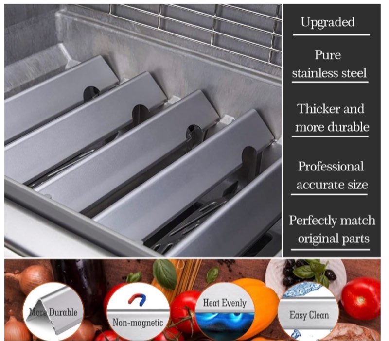 weber flav bars set (5) stainless steel 3 burner – fits genesis, genesis ii (2016+) & genesis (2022+) 300 series, even heat & burner protection & enhances smoky flavor