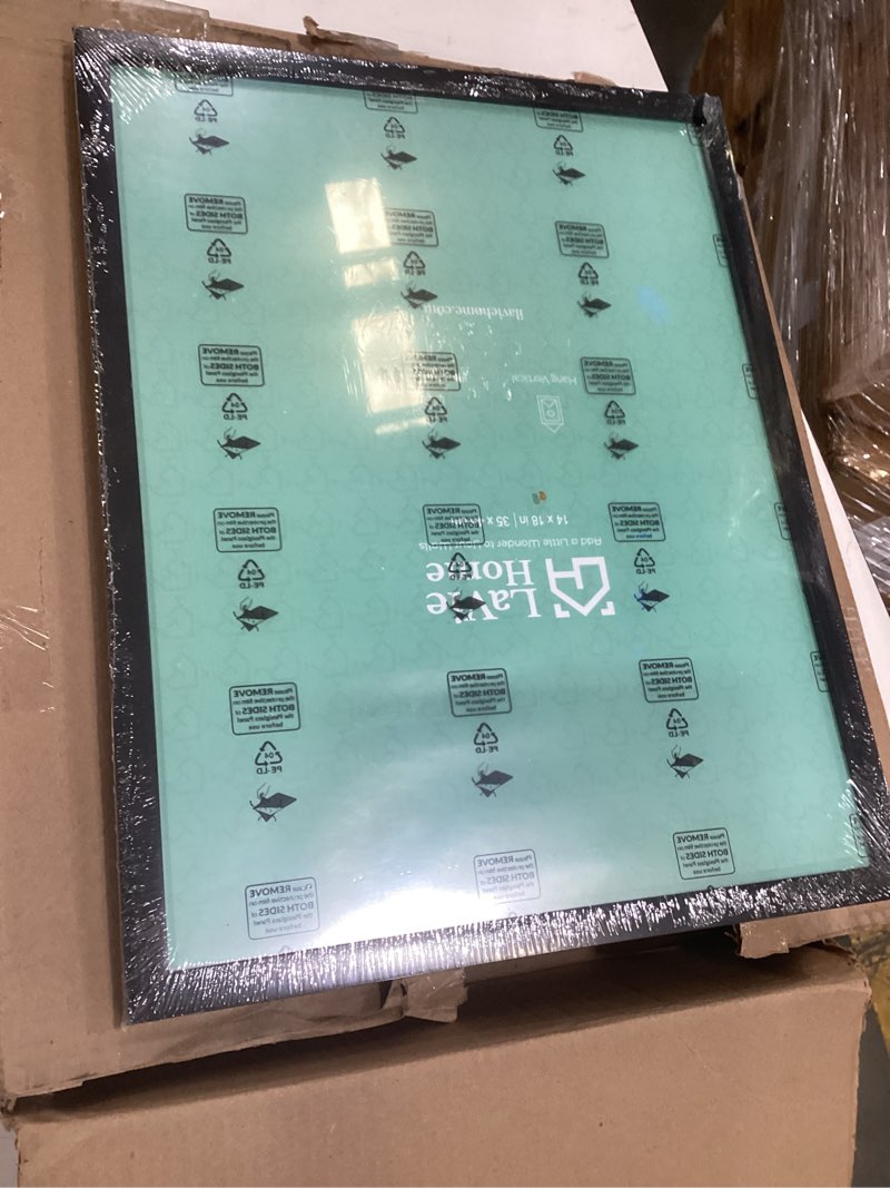 Condition photo showing New/Like New for lavie home 14x18 picture frame for wall display, 14x18 black picture frame with hd plexiglas, 14 x 18 poster frame 1 pack, display frame for vertical or horizontal, classic collection