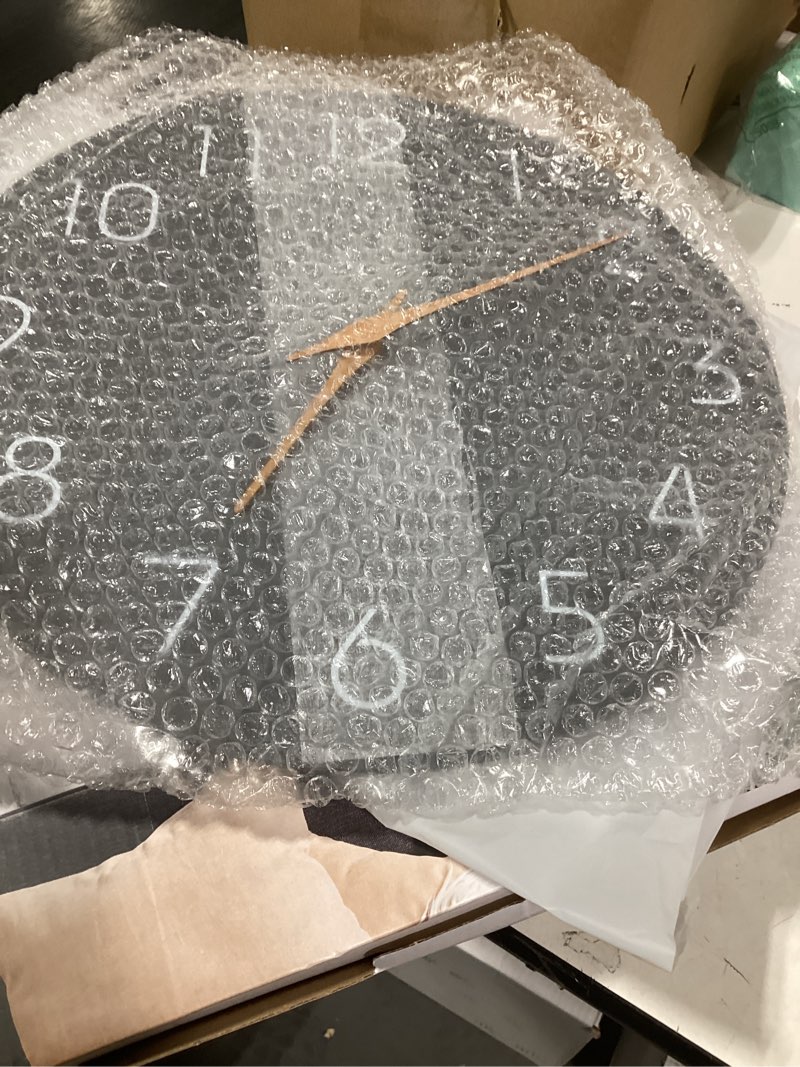 Condition photo showing Good Condition for Mosewa Wall Clock 14 Inch Gray Battery Operated Silent Non Ticking Simple Modern Wood Clock Decorative for Bedroom Living Room Kitchen Home Office 14 Inch C_gray