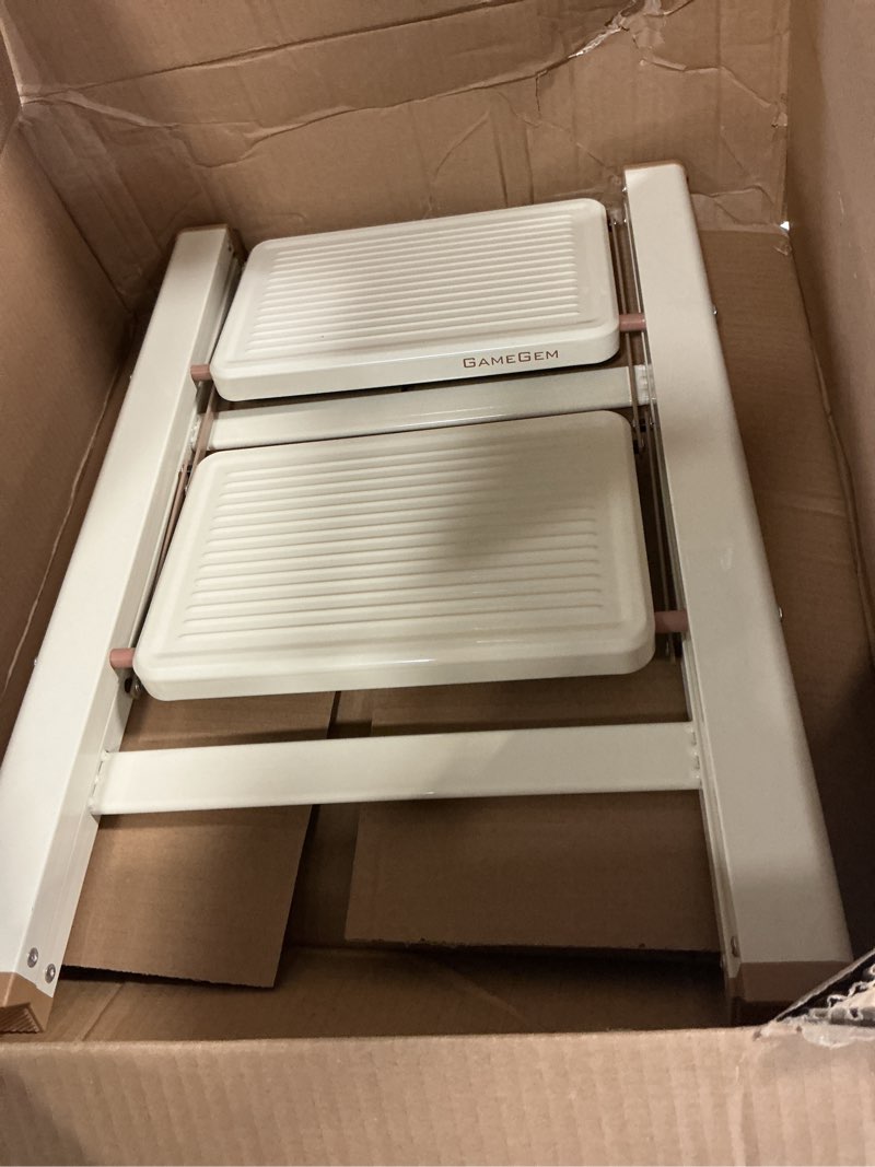 Condition photo showing Good Condition for GameGem 2 Step Ladder, 2 Step Stool for Adults, Folding Step Ladder with Secure Footing, Widened Pedal, Aesthetically Pleasing Looking, Blends Right into Domestic Rooms, Cream Chocolate Cream Chocolate 2 Step