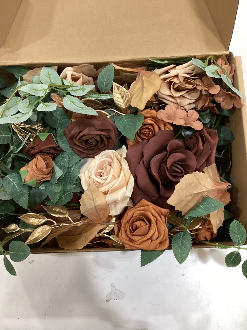 Condition photo showing As Is for Ling's moment 2PCS Walnut Brown Artificial Flower Garland Spiea Floral Swags Wedding Arch Flowers Taupe Centerpieces for Sweetheart Head Table Easel Wall Entryway Board Backdrop Decoration Brn-walnut Brown