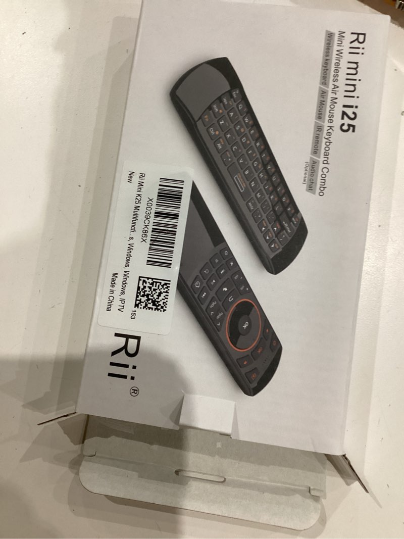 Condition photo showing Good Condition for Rii Mini i25 Multifunction Portable 3 in 1 2.4GHz Wireless Fly Mouse Keyboard and Remote Control with Rechargeable Li-ion Battery for PC, Laptops, Linux, Android Tv Boxs, Windows, Windows, IPTV
