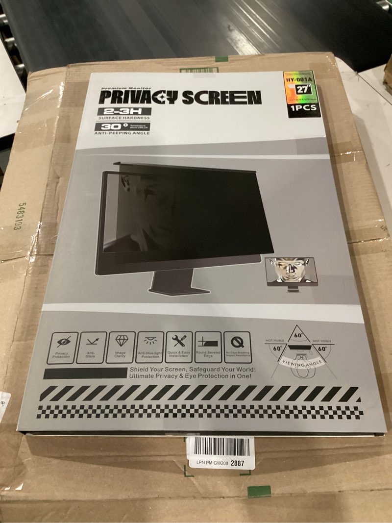 Condition photo showing Good Condition for magnetic monitor privacy screen for 27 inch flat computer 16:9 aspect ratio, 27in removable anti glare filter, blue light blocking privacy shield eye comfort, hanging anti spy desktop pc protector 27'' privacy filter (16:9)