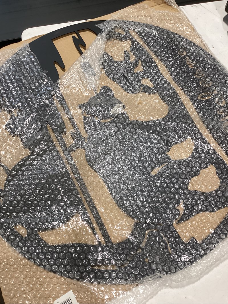Condition photo showing As Is for black laser cut metal wall art