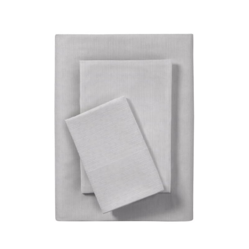 Mainstays Super Soft Brushed Microfiber Bed Sheet Set, Queen, Grey Stria, 4 Piece