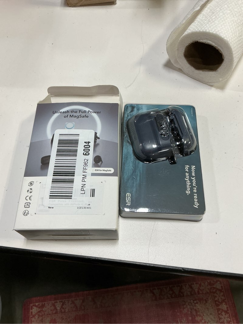 Condition photo showing New/Like New for ESR for AirPods 4 Case, Compatible with AirPods 4 Generation Case (2024)(USB-C), MagSafe Compatible, Magnetic Lid Lock, Drop-Proof Protection Cover with Lanyard, Pulse Series,Blue AirPods 4 Case Blue