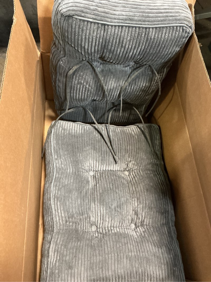 Condition photo showing Good Condition for MAXYOYO Accent Chair with Ottoman Adjustable Backrest, Tufted Living Room Chair Upholstered Lounge Chair with Footrest Set, Modern Chair Cozy Reclining Chair for Reading Room, Dark Grey Large Corded-dark Grey