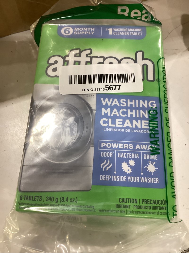 Condition photo showing Good Condition for affresh washing machine cleaner, helps power away odor causing bacteria & grime deep inside pump, valve & hoses, 6 time release tablets, 6 month supply 6 count (pack of 1)