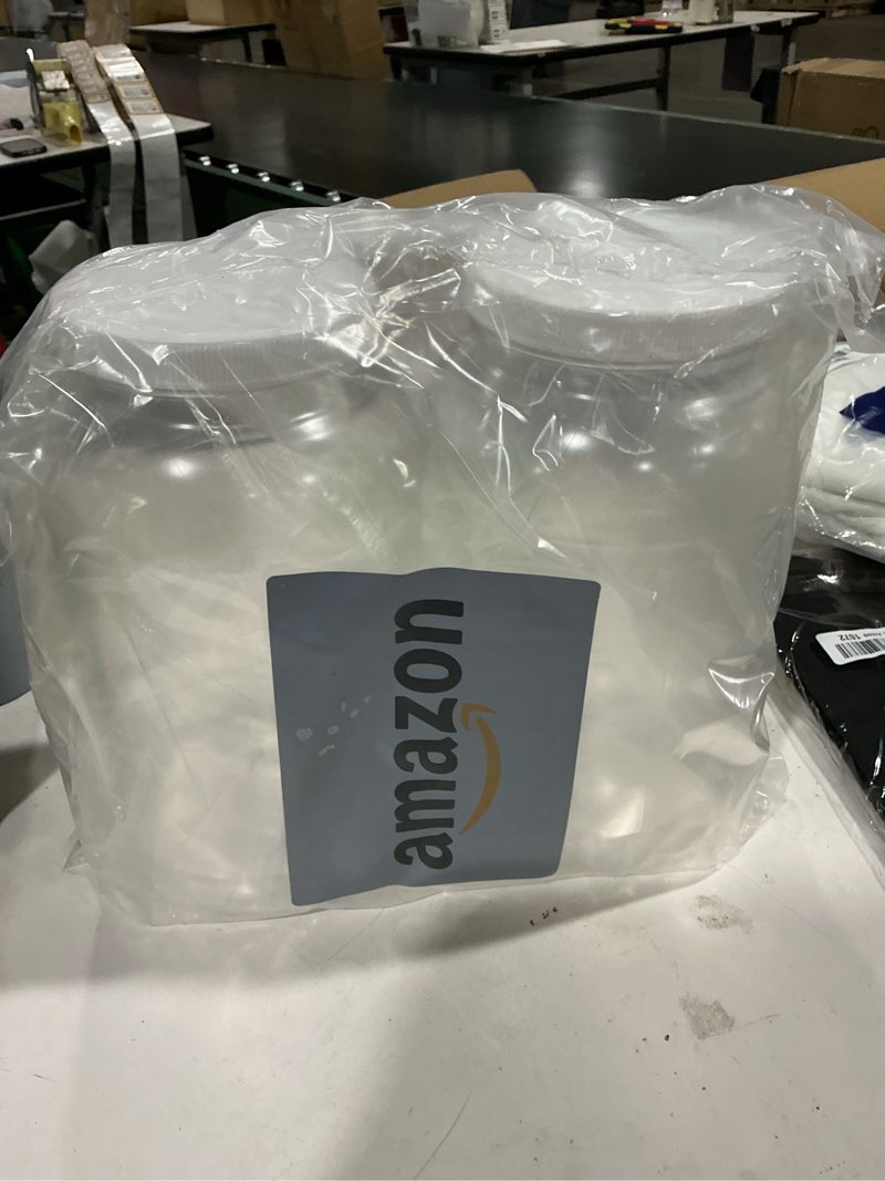Condition photo showing As Is for zoofox 2 pack plastic jars with lids, 1 gallon wide mouth storage containers, empty plastic jars for kitchen & household storage of dry goods, peanut, candy, noodles