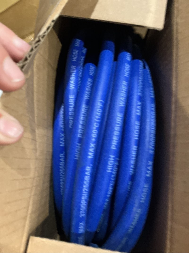 Condition photo showing Good Condition for super flexible pressure washer hose 50ft x 1/4" | 3700psi kink resistant high pressure washing extension hose with m22-14mm brass fittings, for home use, blue