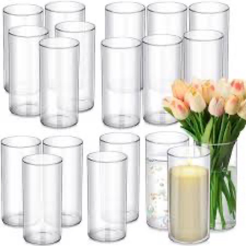 Incomplete 46 Pack Clear Glass Cylinder Vases for Centerpieces - Different Sizes Floating Candle Vases Holder -4\\\", 6\\\", 8\\\",10\\\" Hight Perfect for Weddings and Events