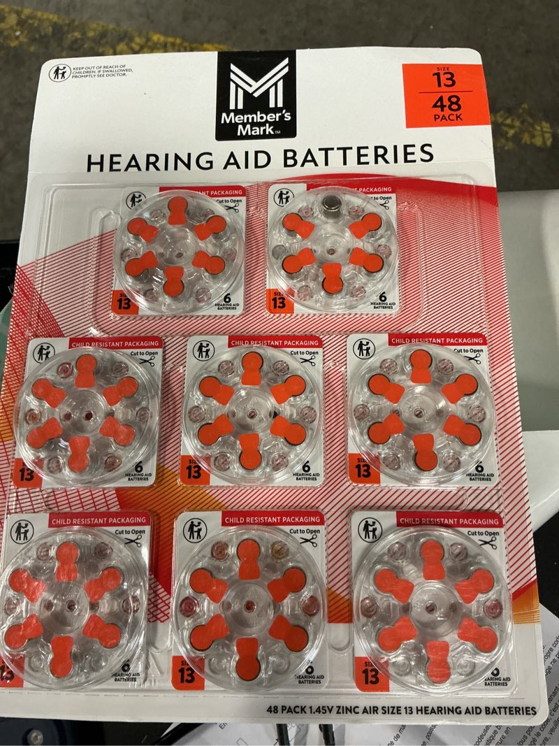 Condition photo showing New/Like New for new members mark hearing aid batteries mercury free 40 pack size 13
