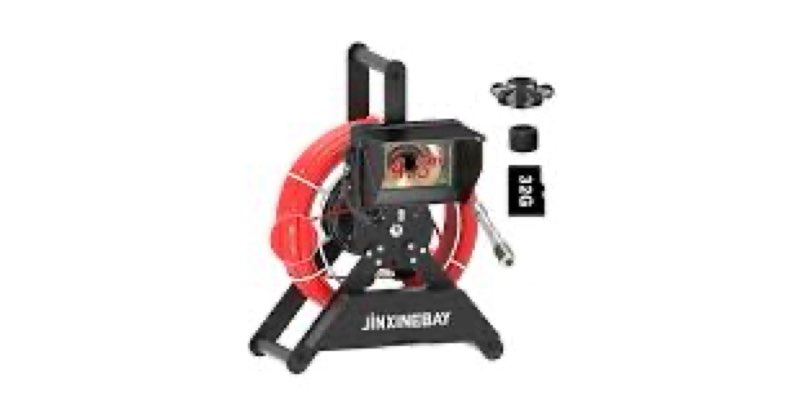 JINXINEBAY Sewer Pipe Inspection Camera, 4.3" IPS Monitor 16GB TF Card DVR, IP68 1200TVL HD Camera 3