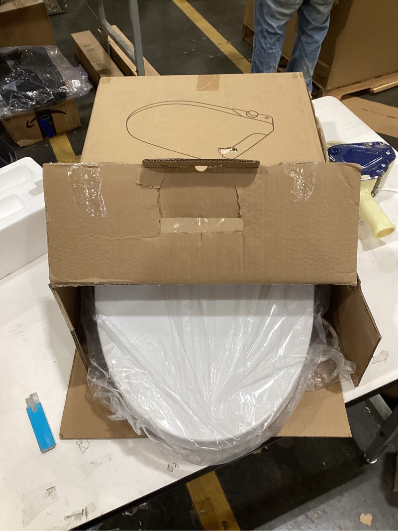 Condition photo showing Good Condition for QMU Heated Bidet Toilet Seat Elongated with LED Display & Remote Control - Smart Soft Close Toilet Seat Electric Bidet with Dryer, Warm Water, Feminine Wash, Self-Cleaning Nozzle, IPX4, White Oval