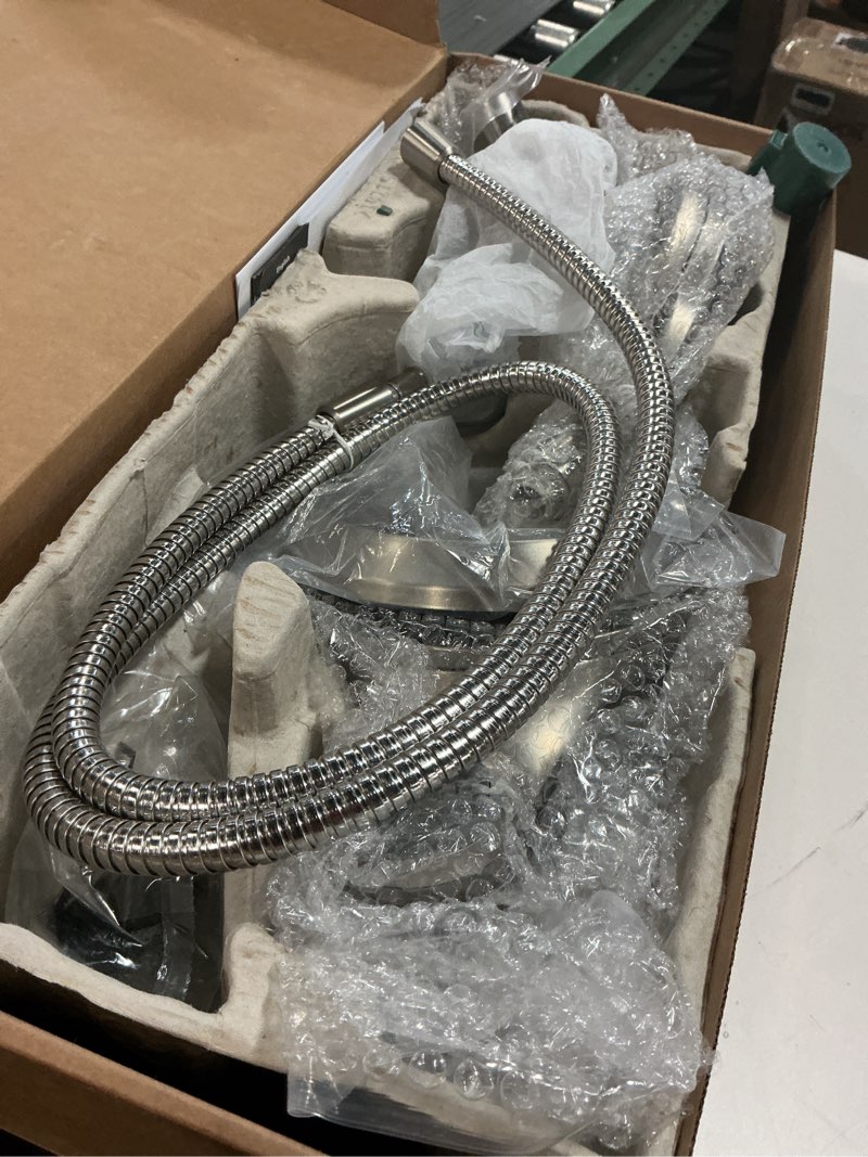 Condition photo showing Good Condition for Moen Engage Multi-Function Handshower and Rainfall Shower Head Trim Combo with Handle, Tub Spout, Metal Hose and Valve, Brushed Nickel, 82304SRN