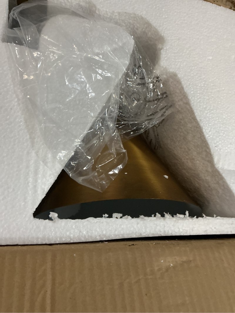 Condition photo showing Good Condition for Retro Industrial Metal Cone Sconce Light - Vintage Inspired Modern Brass Wall Sconce with Metal Shade, Wall Mount Lighting for Bedroom, Hallway, Living Room (10.5“W x 10.5" L x 12.5" H Brass) Brass 11 inch