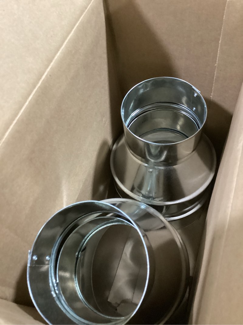 Condition photo showing As Is for IMPERIAL 6-in 30 Gauge Galvanized steel Round Duct reducer 6 -Pack