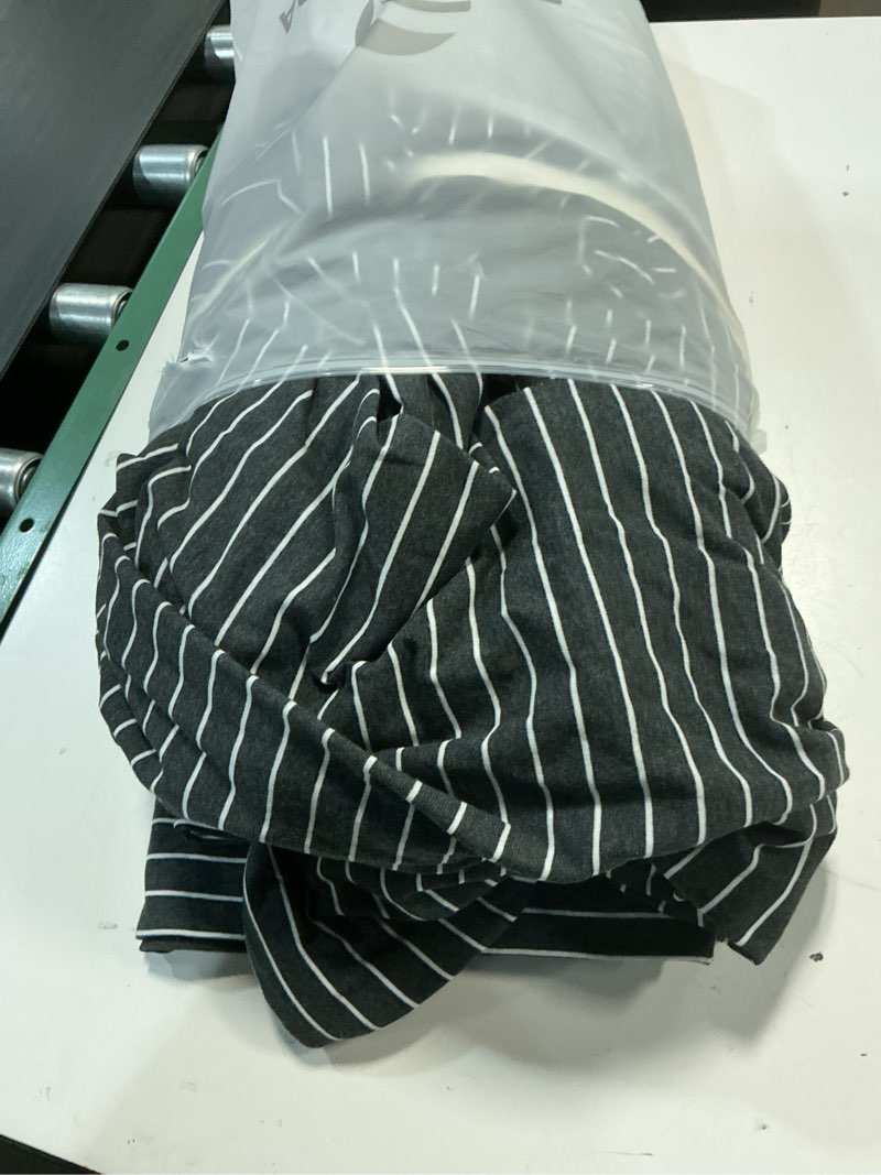 Condition photo showing As Is for pure era jersey knit duvet cover set 100% t-shirt heather cotton super soft comfy classic striped design, with zipper closure, heather black & white pinstripe, queen heather black & white pinstripe (no comforter) queen