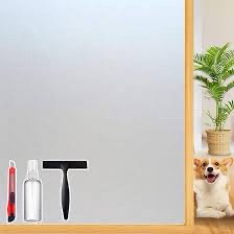 Frosted Glass Window Privacy Film Decorative, Bathroom Window Privacy Film for Glass Windows Cover, 
