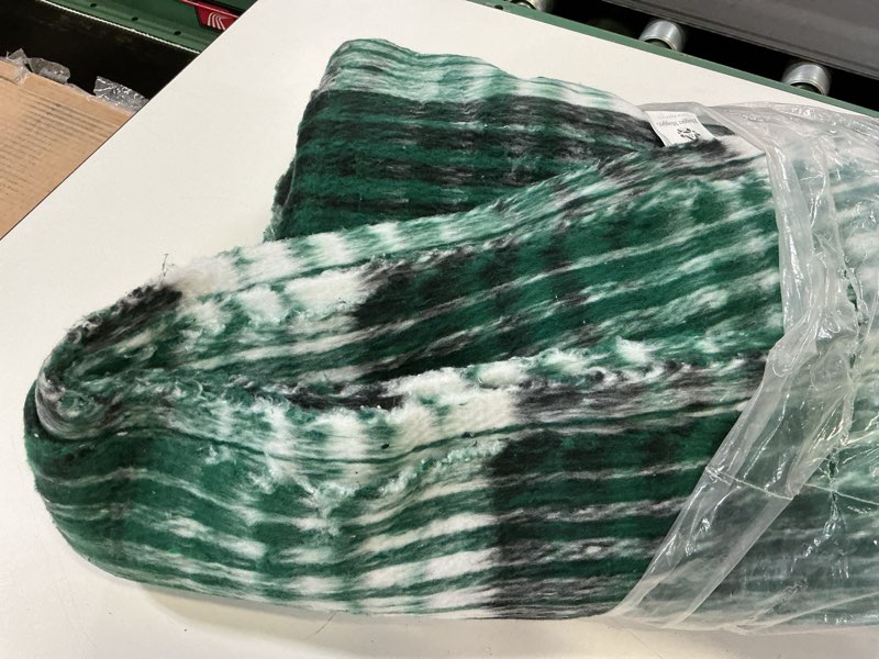 Condition photo showing Good Condition for recycled plaid blanket – green