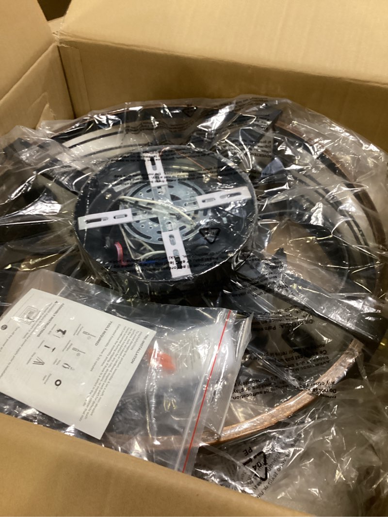 Condition photo showing Good Condition for EDISHINE 21" Pre-Assembled Ceiling Fans with Lights Flush Mount, 10%-100% Dimmable, Rustic Low Profile Caged Ceiling Fan with Remote, Small Farmhouse Fan Light Ceiling for Kitchen Bedroom Brushed Gold