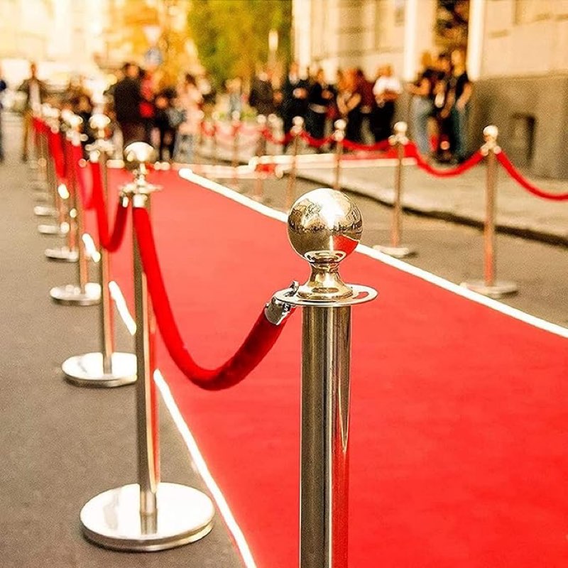 (Similar)Stanchion Rope Crowd Control Barriers Safety Rope 2 Pack Crowd Control Red Velvet Rope, 3/4/5/6/7/8/9/10 Foot Long, 30mm Diameter, Used for Your Wedding, Red Carpet, Restaurants, Hotels ( Size : 215cm