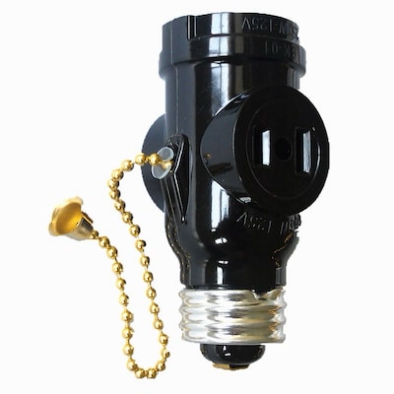 project source 660 -watt black medium light socket adapter with pull chain