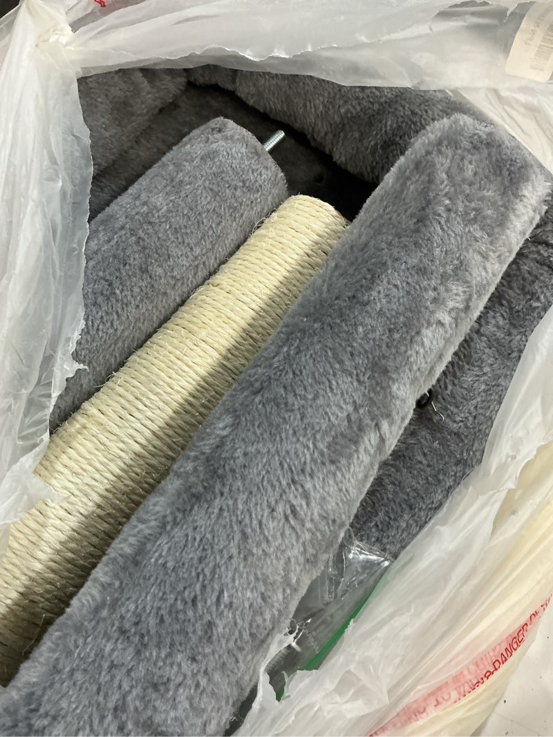 Condition photo showing As Is for YOUPET Cat Tree with Cat Scratching Post for Indoor Cats, Cat Tower with Scratching Board and Playful Toy Balls, Cat Tree Tower with Cozy Hammock,Grey 25.59" Grey