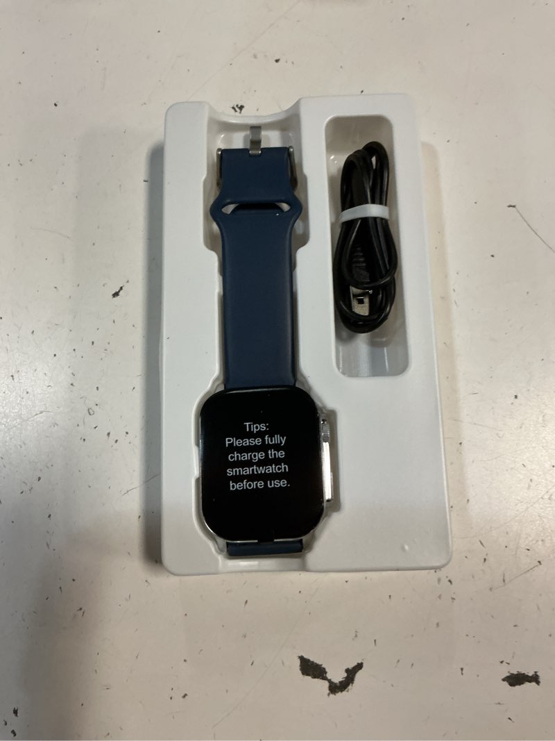 Condition photo showing Good Condition for smart watch, 2.01" amoled curved touchscreen fitness watch, ip68 waterproof, 24/7 heart rate/sleep monitor, fitness tracker with pedometer, 120+ sports modes, smartwatch for android ios navy blue