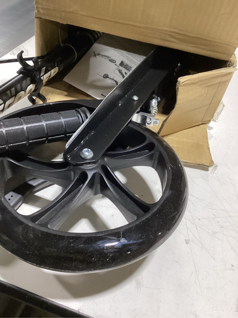 Condition photo showing As Is for Scooters for Kids 8-12, Teens & Adults - Lightweight, Foldable, 8-Inch Big Wheels, Hand Brake & Bell, 4 Adjustable Height Levels, 240 lbs Max Load, Perfect for School, Campus and Park Rides Black
