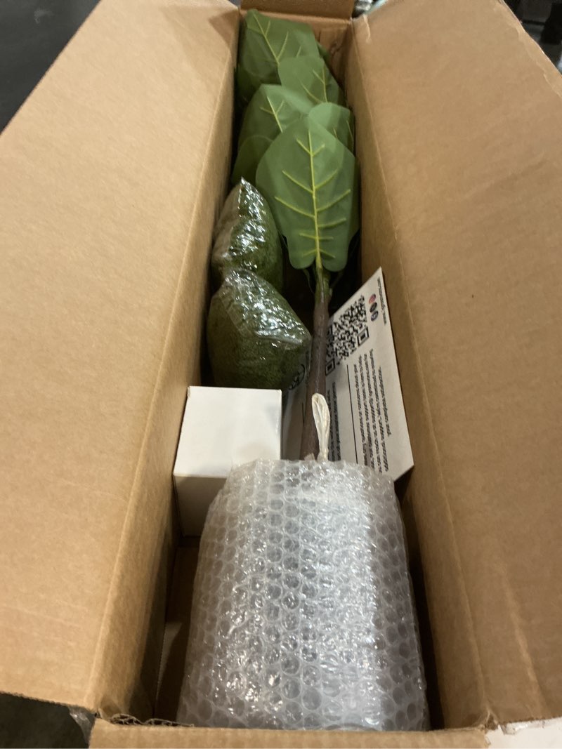 Condition photo showing Good Condition for Artificial Fiddle Leaf Fig Tree 3ft (36 Inch) Tall - with Remote LED Spotlight - Realistic Faux Potted Plant & Moss for Living Room & Office Decor