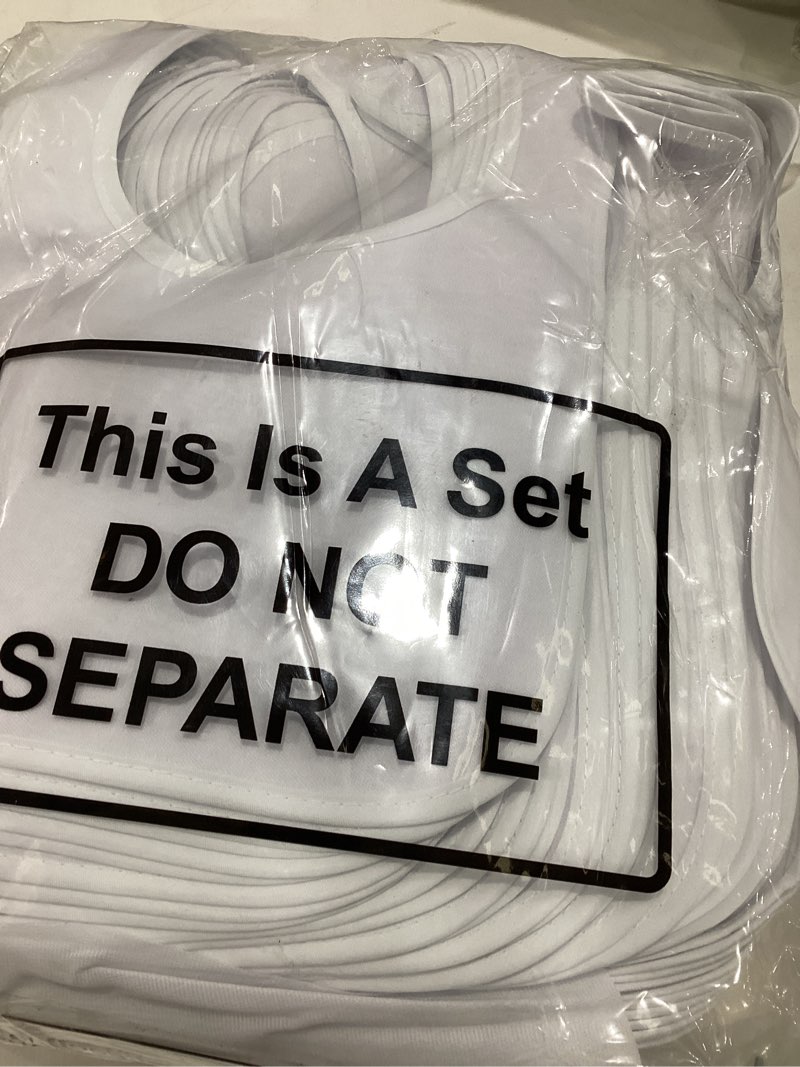 Condition photo showing Good Condition for Toulite 100 Pcs White Bibs for Baby Washable Reusable Waterproof Cotton Feeder Bibs with Double Sided Design for Baby Shower Activity and Gifts