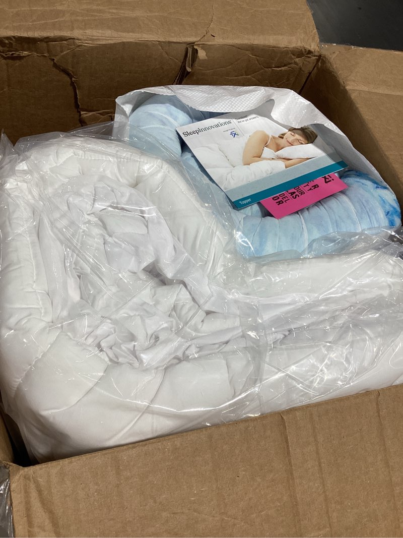 Condition photo showing Good Condition for sleep innovations dual layer 4 inch memory foam mattress topper, queen size, ultra soft support, 3 inch cooling gel memory foam plus 1 inch fluffy pillow top cover queen plush support topper