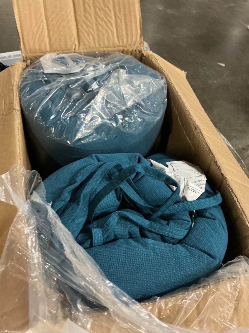Condition photo showing New/Like New for qilloway outdoor chair cushion for patio furniture, waterproof patio cushions set of 2 with ties, fade resistant replacement pads for outdoor rocking chairs,peacock blue peacock blue set of 2 (1pack)