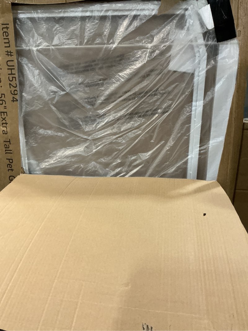 Condition photo showing Good Condition for galnfu 56" extra tall pet gate, 2.8" width extension, upper clear acrylic & lower grille, 29-42" wide pressure mounted dog/cat gate for doorways, no drilling easy install, white white - all clear 2.8"