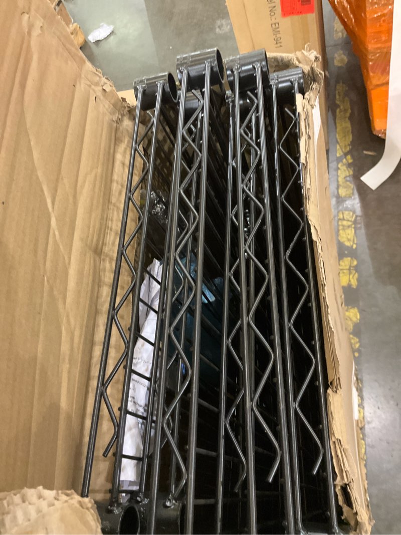 Condition photo showing As Is for Storage Shelves 2100Lbs Capacity, 6-Shelf on Casters 48" L×18" W×82" H Commercial Wire Shelving Unit Adjustable Layer Metal Rack Strong Steel for Restaurant Garage Pantry Kitchen,Black 18L x 48W x 82H Black