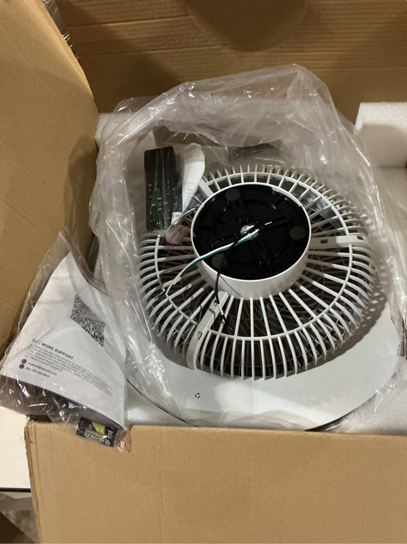 Condition photo showing Good Condition for depuley modern ceiling fan with light: 19" flush mount low profile led ceiling fans with remote & smart app control - black bladeless fandelier dimmable quiet dc motor for bedroom kids room 6 speeds