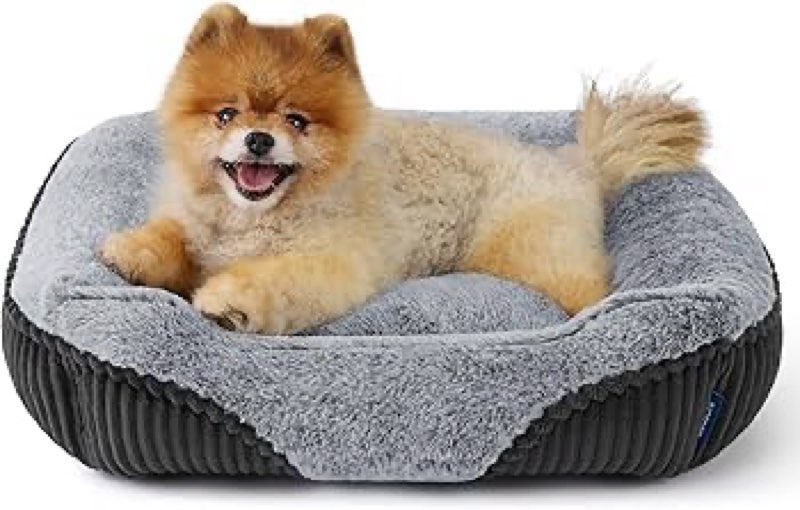 Bedsure Washable Dog Bed Medium Size Dog - Rectangle Fluffy Plush Big Pet Bed, Corduroy Fleece and N