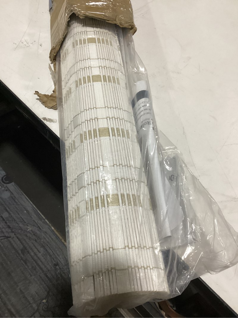 Condition photo showing Good Condition for lazblinds cordless bamboo blinds, roll up shades for windows, light filtering hanging window blinds, bamboo shades for patio indoor/outdoor porch, 48'' w x 48'' h, whitewash b whitewash b 48'' w x 48'' h