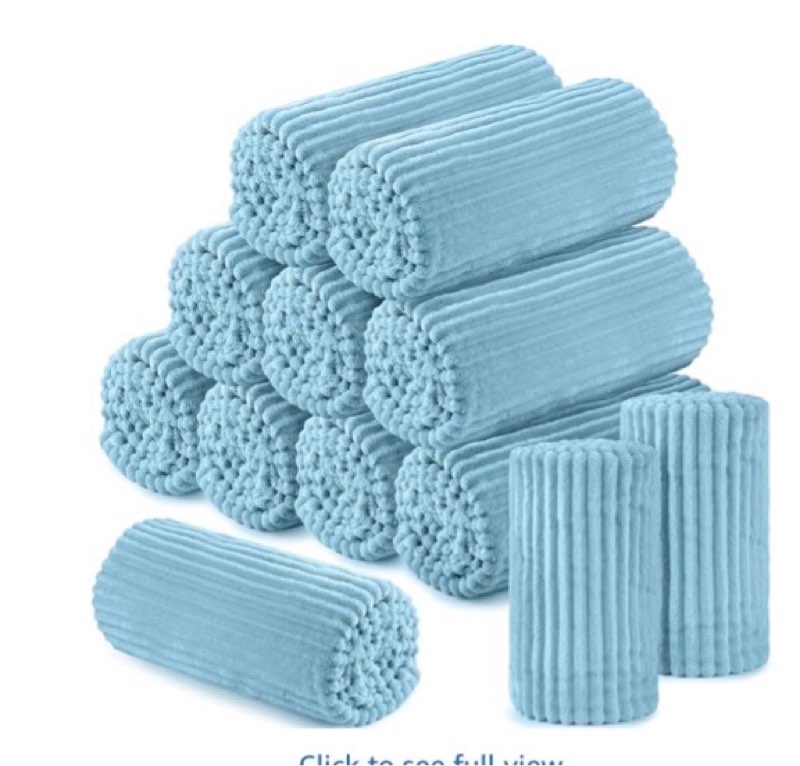 Buryeah 12 Pcs Flannel Throw Blanket Bulk 50 x 60 Inch Wedding Throw Blanket Soft Lightweight 200 GSM Blankets with Striped Ribbed for Sofa Room Couch Donation Homeless Gifts (Ivory) 12 Ivory  Color  Light Blue