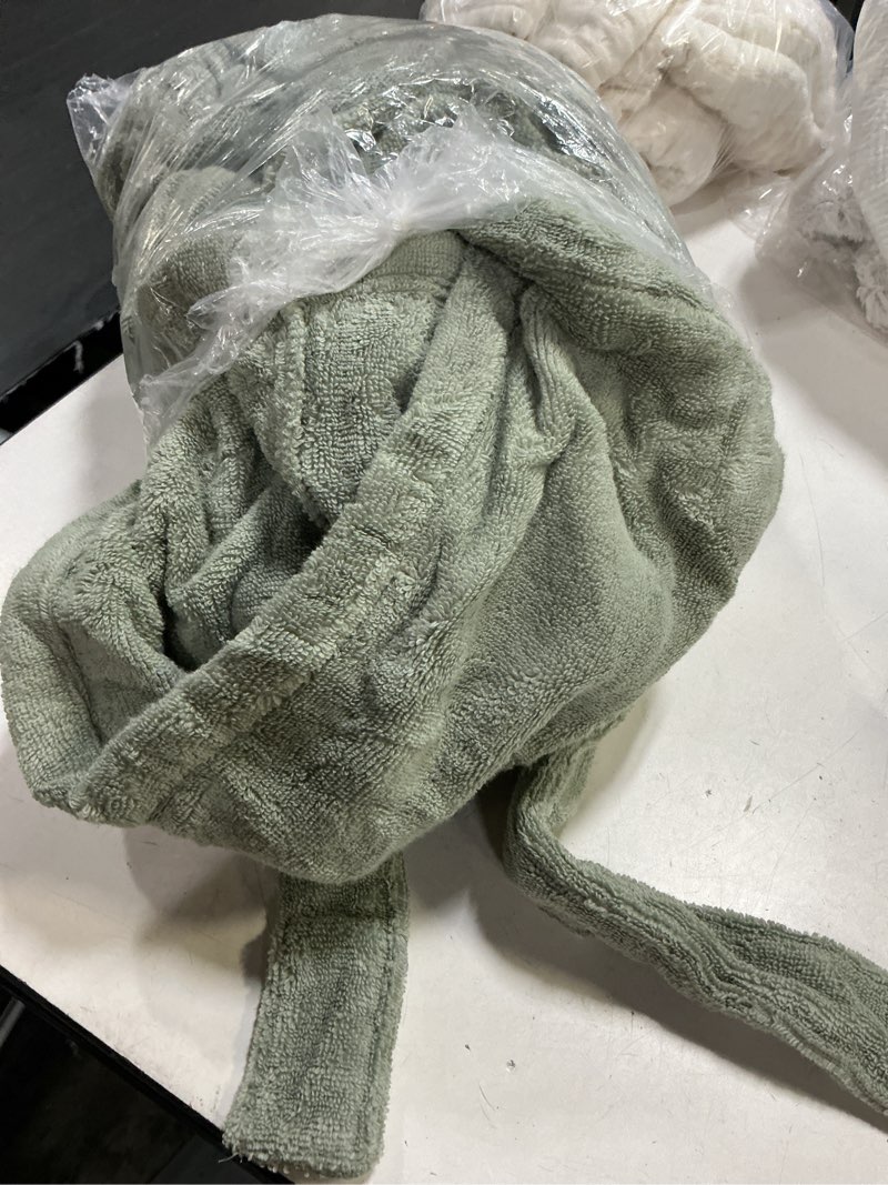 Condition photo showing As Is for quince turkish cotton terry robe, m, sage