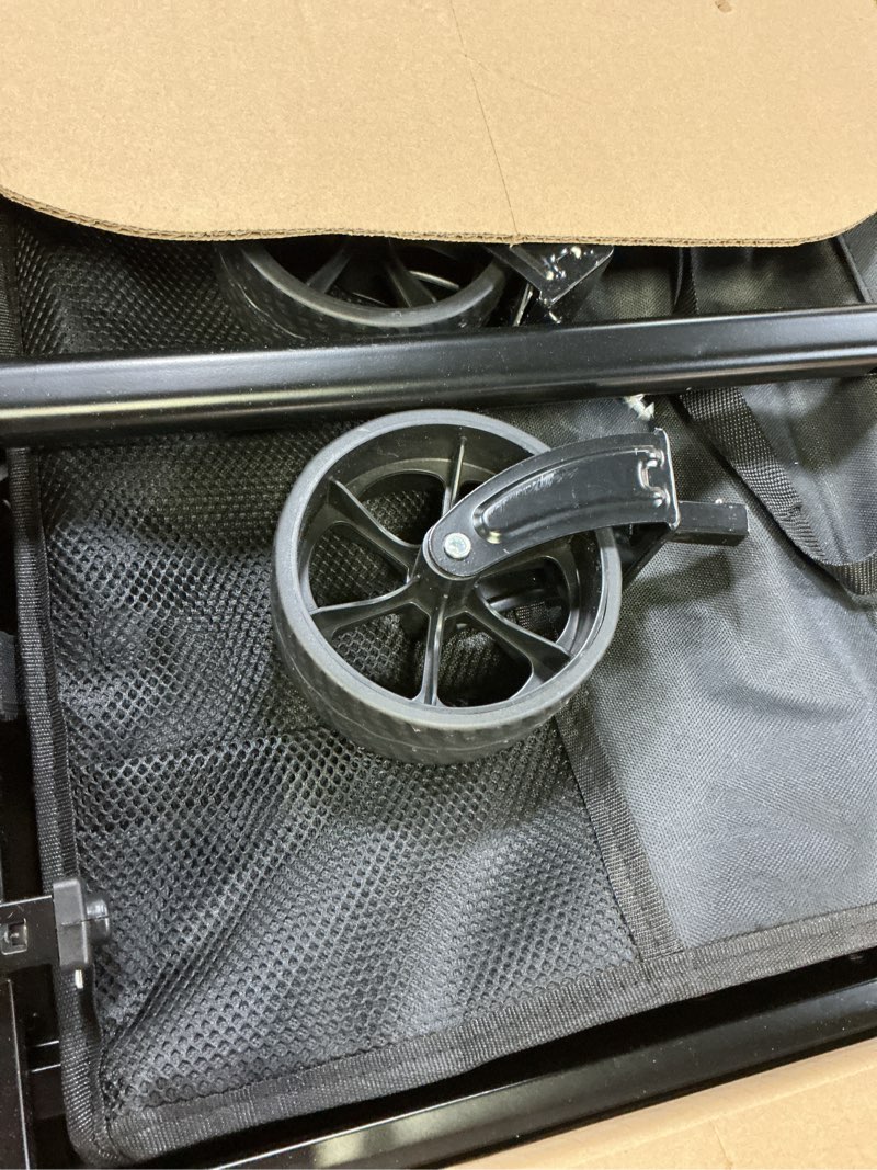 Condition photo showing As Is for Amazon Basics Collapsible Folding Heavy Duty Utility Wagon for Outdoor Sports, 265 pounds Weight Capacity, Camping, Garden, and Shopping, 27.6 x 40.9 x 20 inches, Black
