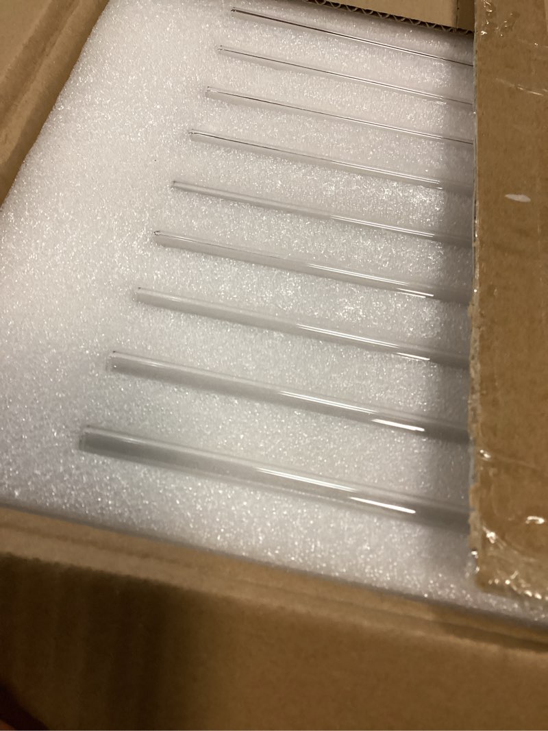 Condition photo showing New/Like New for leakproof glass cups with plastic lids and straws, 16oz iced coffee cup, drinking glasses tumbler for water, boba tea, smoothie - 12pcs