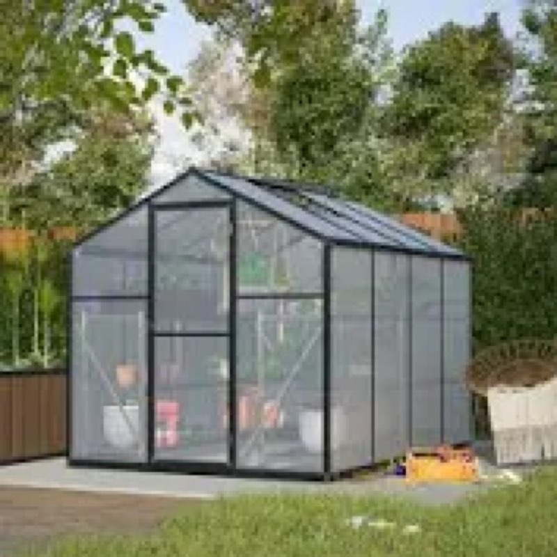 (incomplete) polycarbonate aluminum frame greenhouse with ventilation and rain gutter walk in greenhouse for outdoors