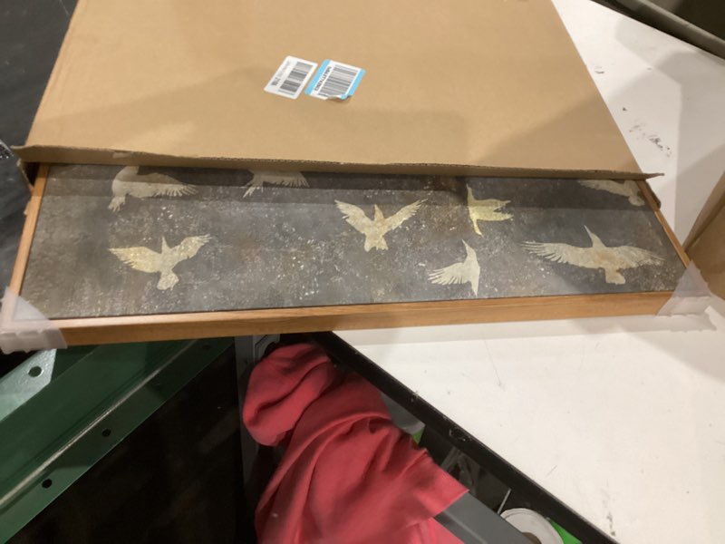 Condition photo showing Good Condition for insimsea framed canvas wall art vintage decor, home decor painting gold flying bird collage large wall decorations for living room, landscape modern canvas pictures art for bedroom gallery, 16"x24" retro flying bird 24"l x 16"w