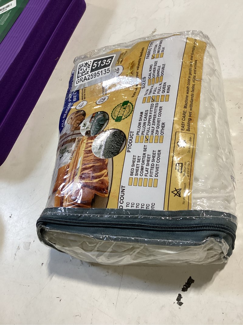 Condition photo showing As Is for zipper fitted sheet - includes 1 fitted sheet base & 2 zip-on sheets - upto 16” in. deep pockets full size zipper fitted sheet - easy to change, sateen cotton 600 tc fitted sheet - white full size (54x75) white