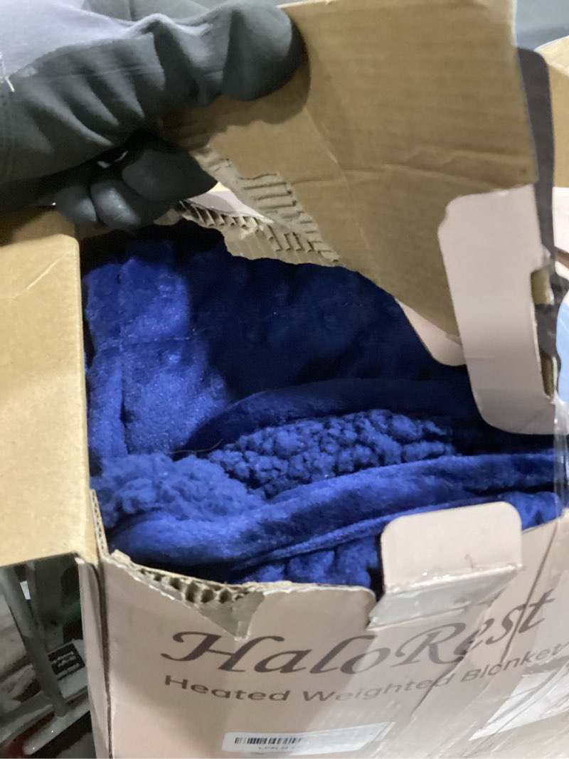 Condition photo showing Good Condition for Heated Weighted Blanket for Adults, Soft Electric Throw Blanket 48''x72'' 15LBS Fast Heating Heavy Cozy Blanket with 10 Heating Levels and 1/2/4/6/8 Hours Auto Off (Blue,Twin Size) Blue 48''x72''-15