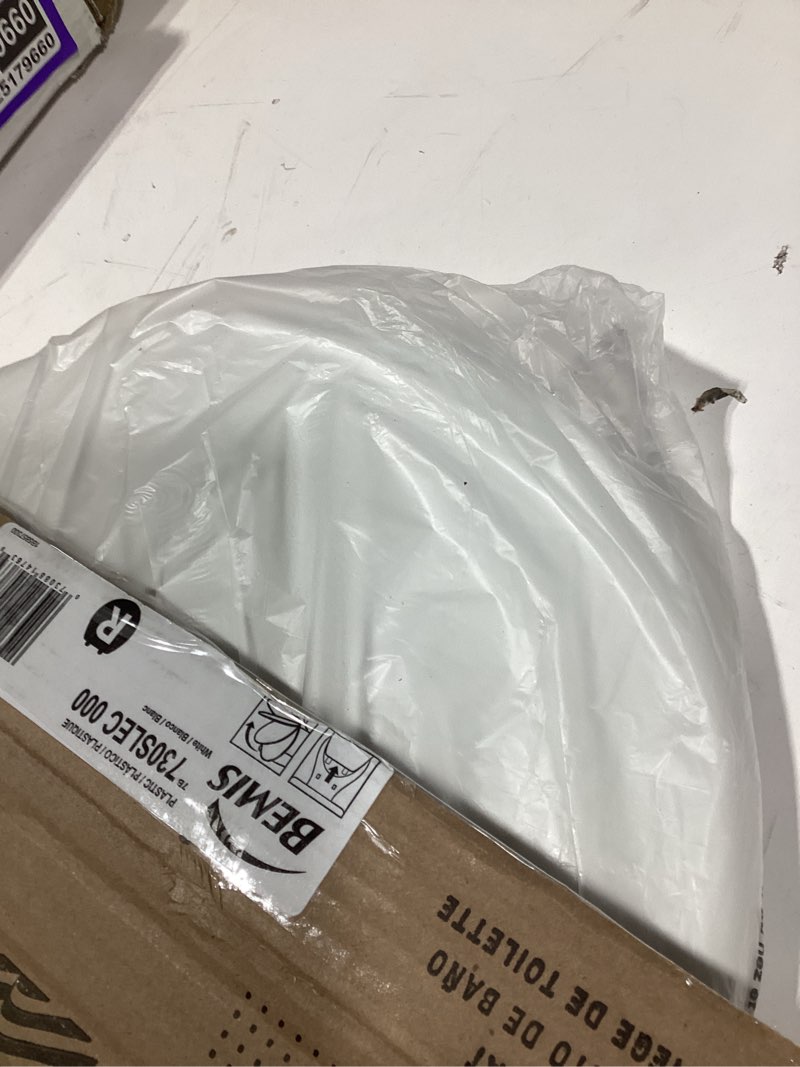 Condition photo showing As Is for bemis 730slec slow close toilet seat, easy clean hinges and durable plastic seat, made in usa, round, white
