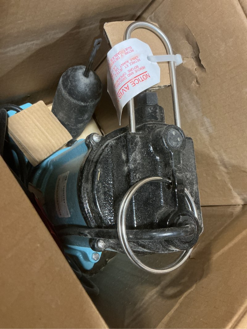 Condition photo showing As Is for little giant 15ec-cia-sfs 115 volt, 3/4 hp, 4800 gph effluent/sump pump with integral snap-action float switch, 10-ft. cord, blue, 14942784