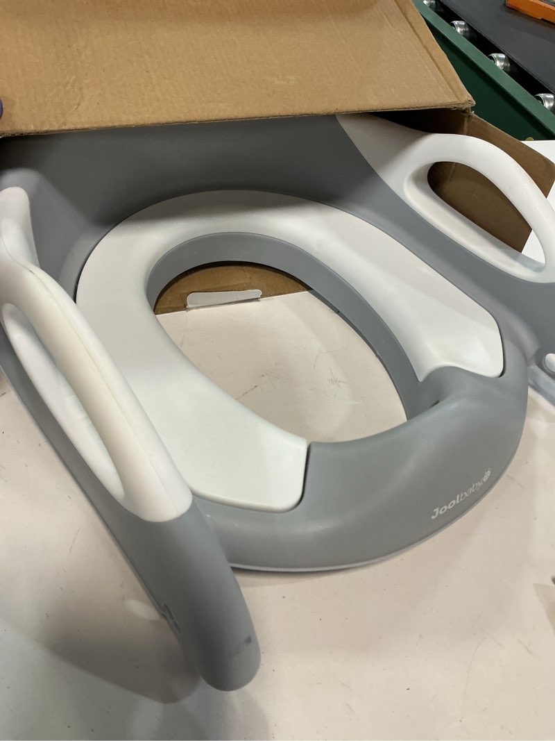 Condition photo showing As Is for Jool Baby Potty Training Seat with 2 Step Ladder for Toddlers - Splash Guard, Adjustable Height (Gray)